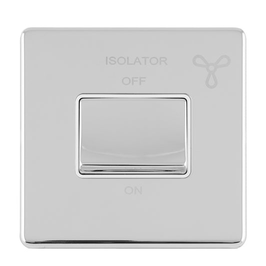 Concealed 3mm 6Amp Fan Isolator Switch - Polished Chrome