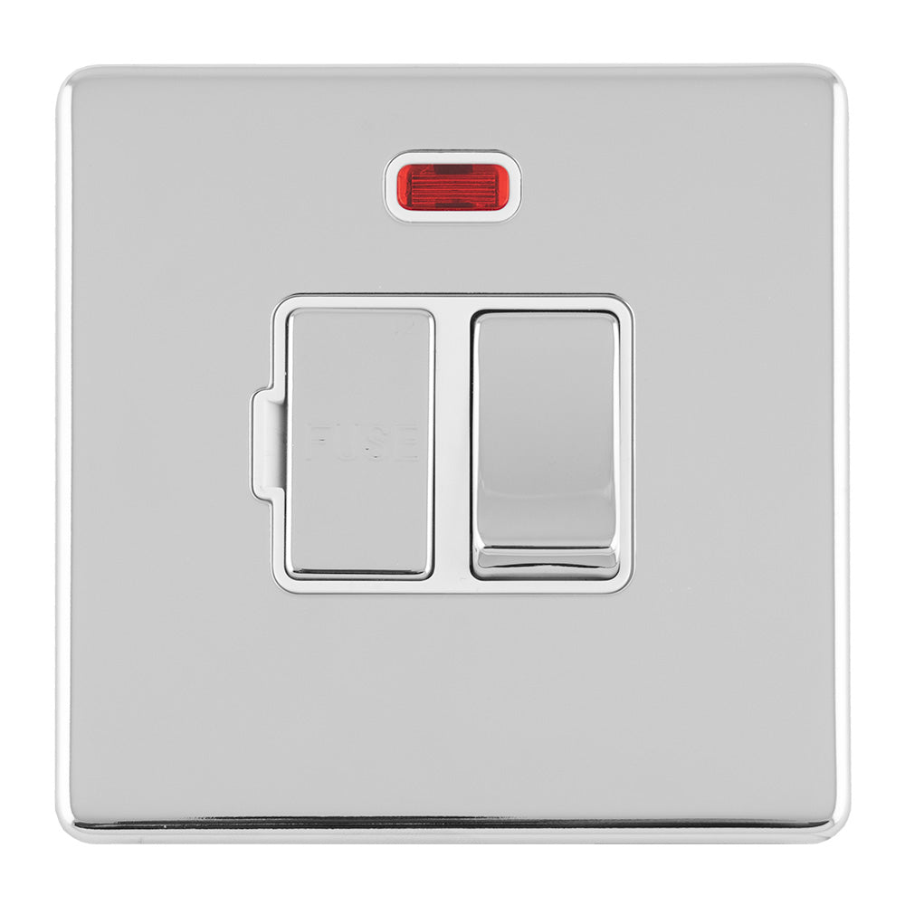 Concealed 3mm 13Amp Switched Fuse Spur With Neon - Polished Chrome