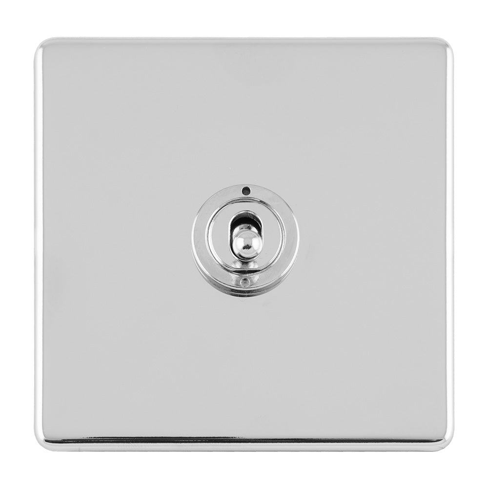 Concealed 3mm 1 Gang 10Amp 2Way Toggle Switch Polished Chrome Plate - Polished Chrome