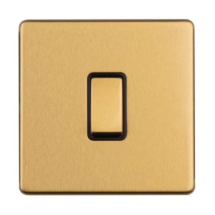 Concealed 3mm 1 Gang 10Amp 2 Way Switch - Satin Brass