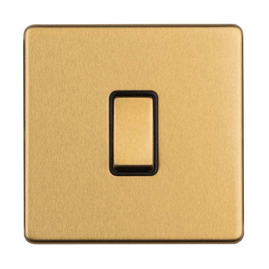 Concealed 3mm 1 Gang 10Amp 2 Way Switch - Satin Brass