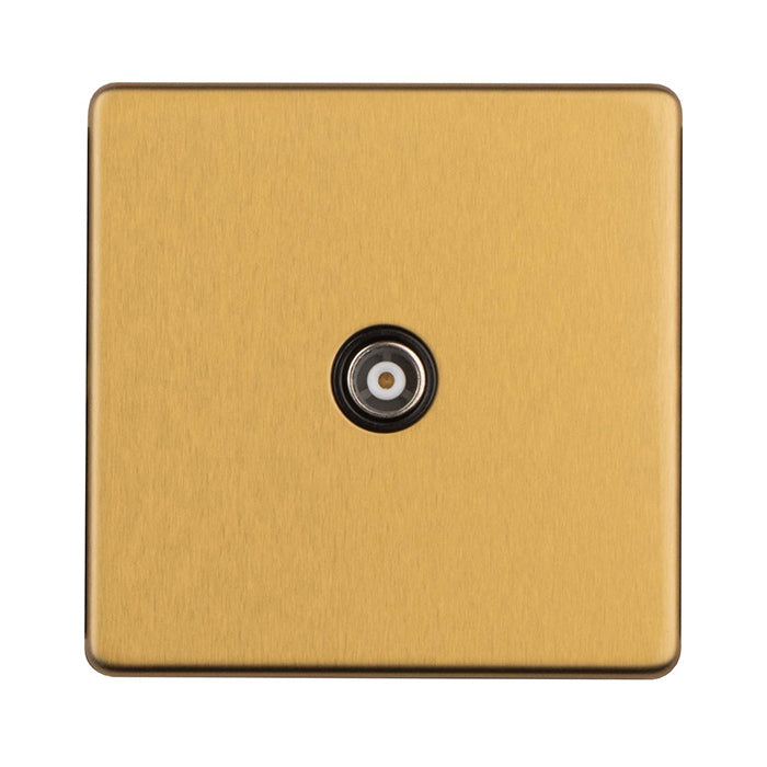 Concealed 3mm 1 Gang Tv Socket - Satin Brass