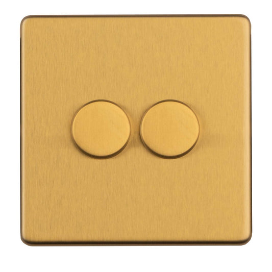 2 Gang Dimmer - Satin brass