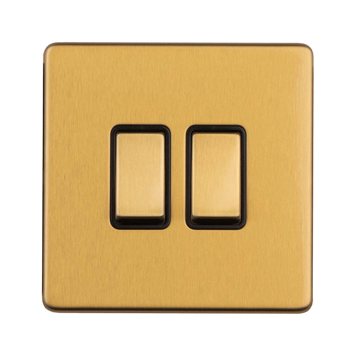 Concealed 3mm 2 Gang 2Way Switch - Satin Brass