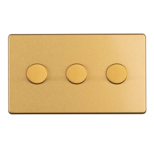 3 Gang Dimmer - Satin brass