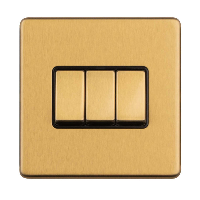 Concealed 3mm 3 Gang 2Way Switch - Satin Brass