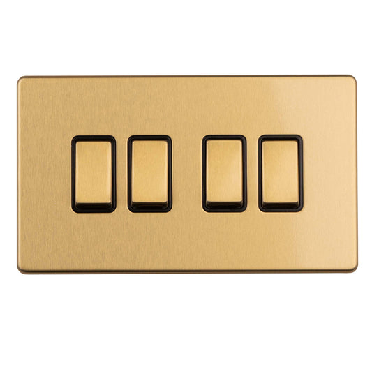 Concealed 3mm 4 Gang 2Way Switch - Satin Brass