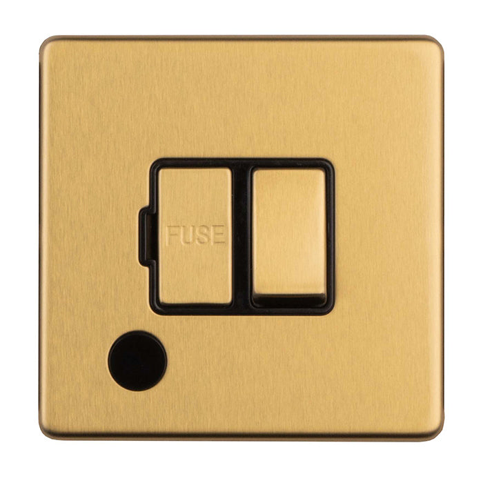 Concealed 3mm 13Amp Switched Fuse Spur With Flex Outlet - Satin Brass