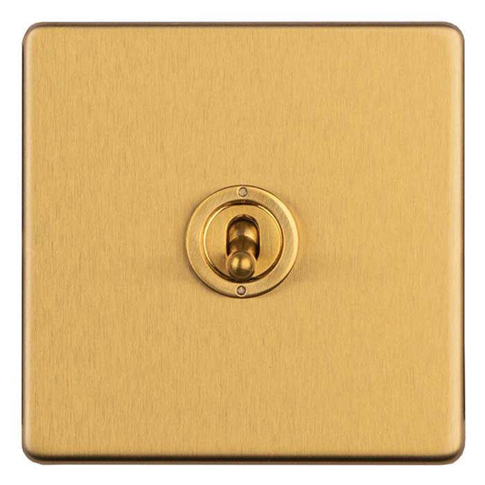 Concealed 3mm 1 Gang 2 Way Toggle Switch - Satin Brass