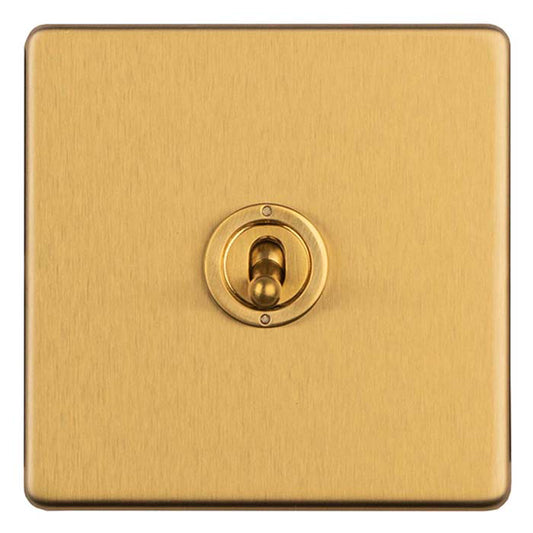 Concealed 3mm 1 Gang 2 Way Toggle Switch - Satin Brass