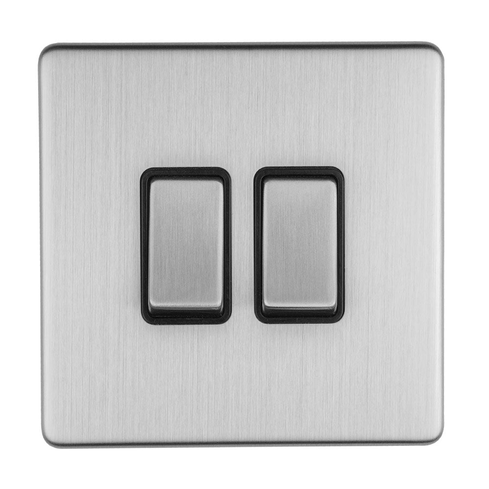 Concealed 3mm 2 Gang 10Amp 2Way Switch - Stainless Steel