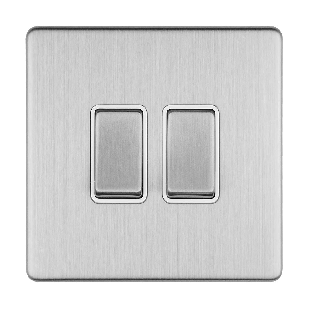 Concealed 3mm 2 Gang 10Amp 2Way Switch - Stainless Steel