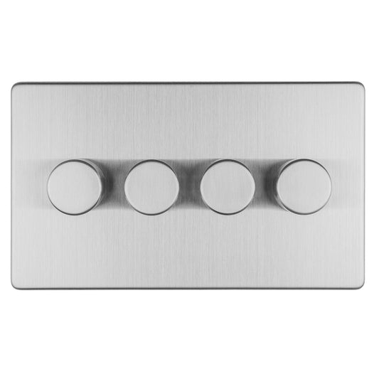 Concealed 3mm 4 Gang Led Push On Off 2Way Dimmer - Stainless Steel