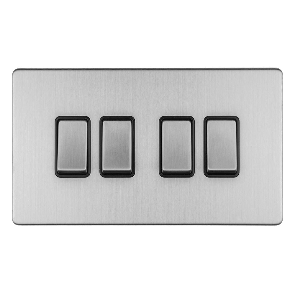 Concealed 3mm 4 Gang 10Amp 2Way Switch - Stainless Steel