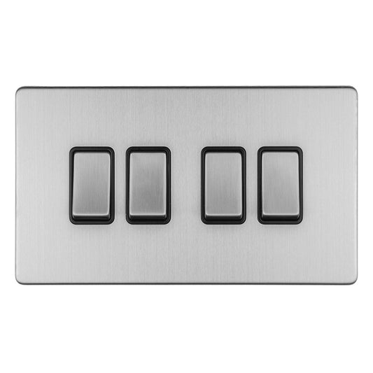 Concealed 3mm 4 Gang 10Amp 2Way Switch - Stainless Steel