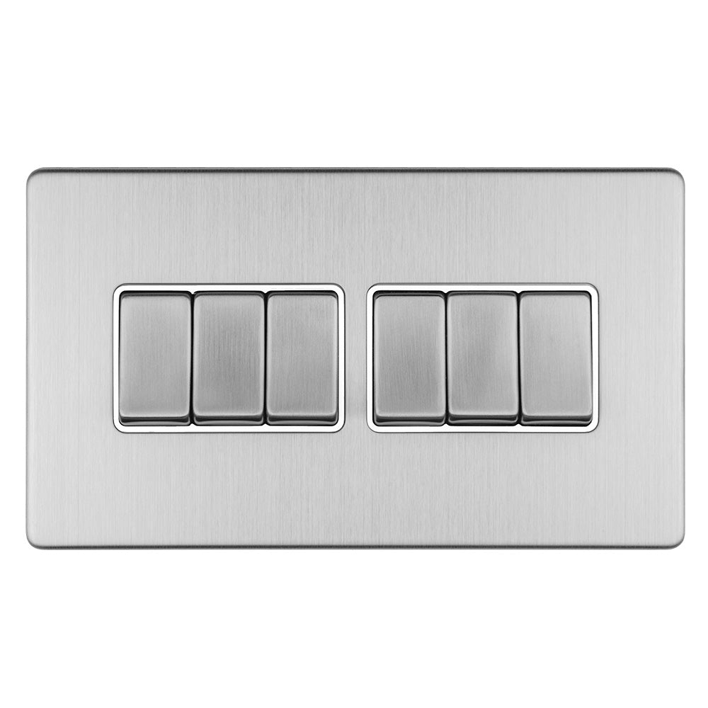 Concealed 3mm 8 Gang 10Amp 2Way Switch - Stainless Steel