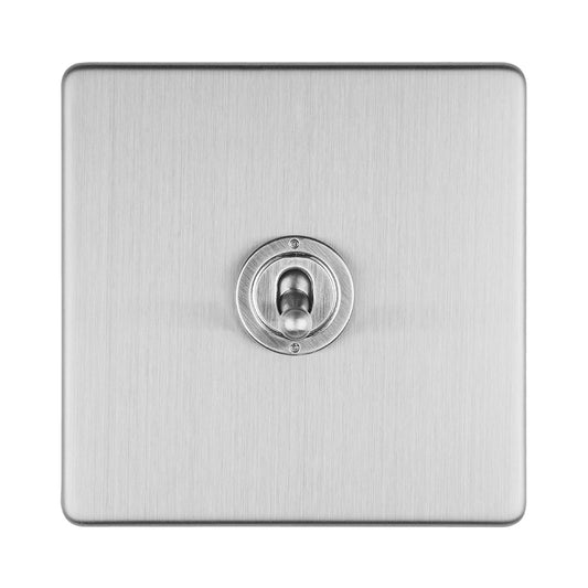 Concealed 3mm 1 Gang 10Amp 2Way Toggle Switch Satin Stainless Plate - Stainless Steel