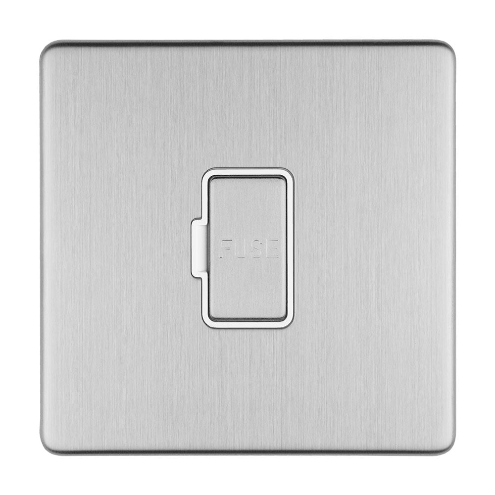 Concealed 3mm 13Amp Unswitched Fuse Spur - Stainless Steel