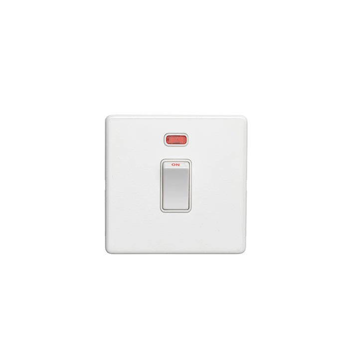 Concealed 3mm 20Amp Switch With Neon Indicator - Matt White
