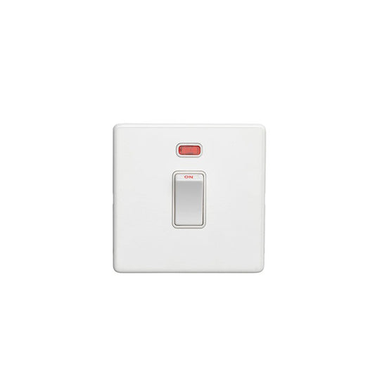 Concealed 3mm 20Amp Switch With Neon Indicator - Matt White