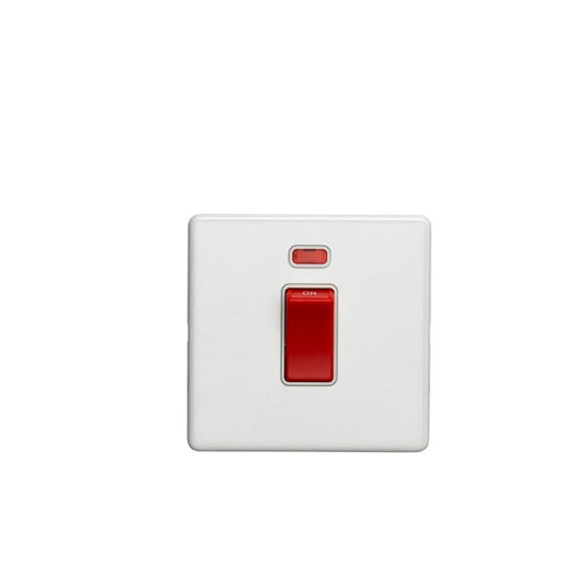 Concealed 3mm 45Amp Switch With Neon Indicator - Matt White