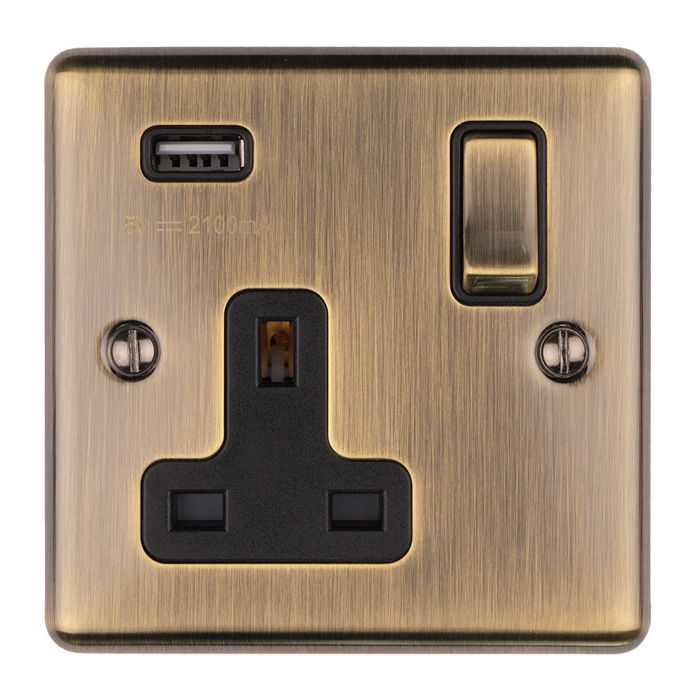 Enhance Decorative 1 Gang Usb Socket - Antique