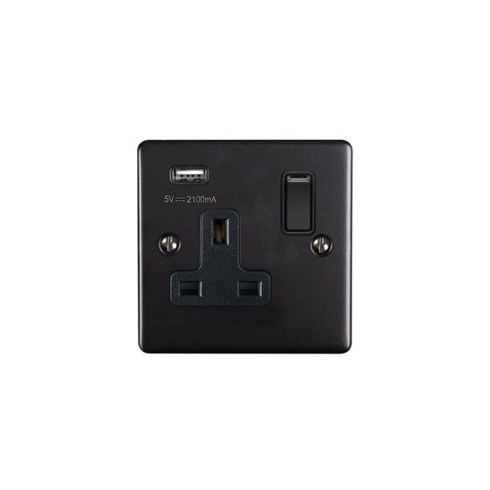 Enhance Decorative 1 Gang Usb Socket - Matt Black