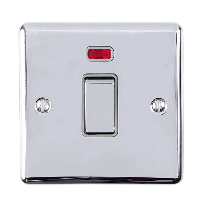 Enhance Decorative 20Amp Switch With Neon Indicator - Polished Chrome