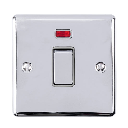 Enhance Decorative 20Amp Switch With Neon Indicator - Polished Chrome