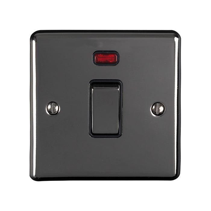 Enhance Decorative 20Amp Switch With Neon Indicator - Black Nickel