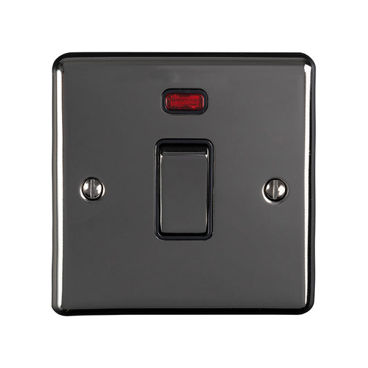 Enhance Decorative 20Amp Switch With Neon Indicator - Black Nickel