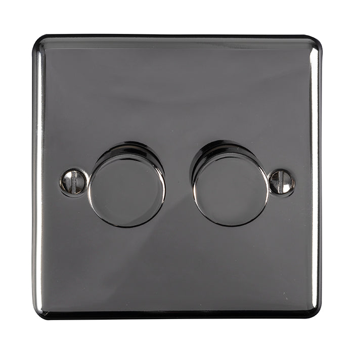 Enhance Decorative 2 Gang Dimmer - Black Nickel