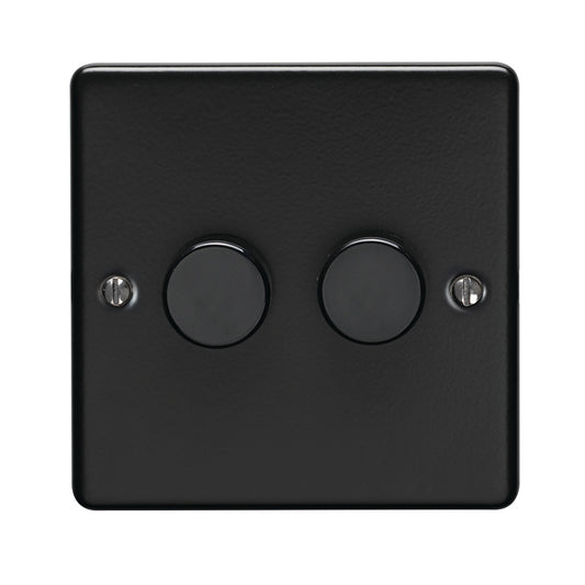 Enhance Decorative 2 Gang Dimmer - Matt Black