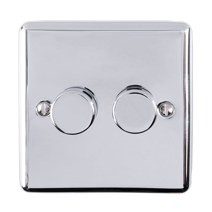 Enhance Decorative 2 Gang Dimmer - Polished Chrome