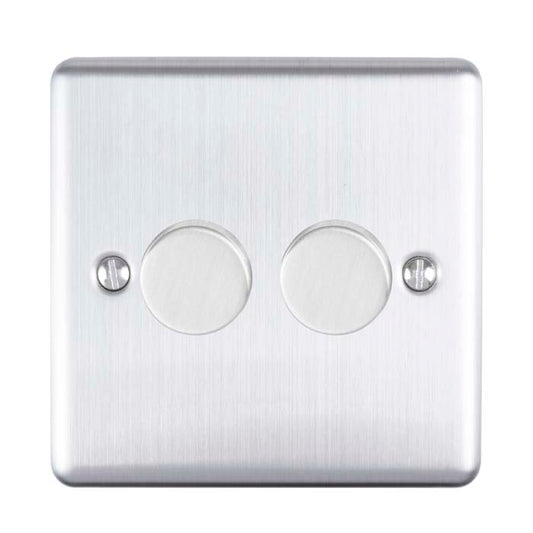 Enhance Decorative 2 Gang Dimmer - Satin Stainless