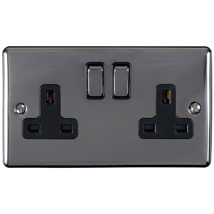 Enhance Decorative 2 Gang Socket - Black Nickel