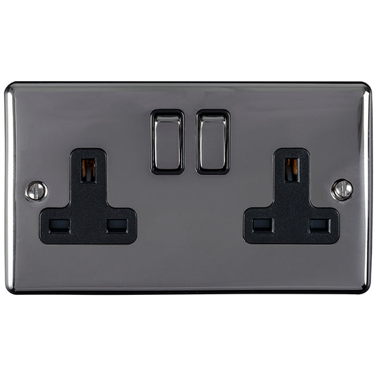 Enhance Decorative 2 Gang Socket - Black Nickel