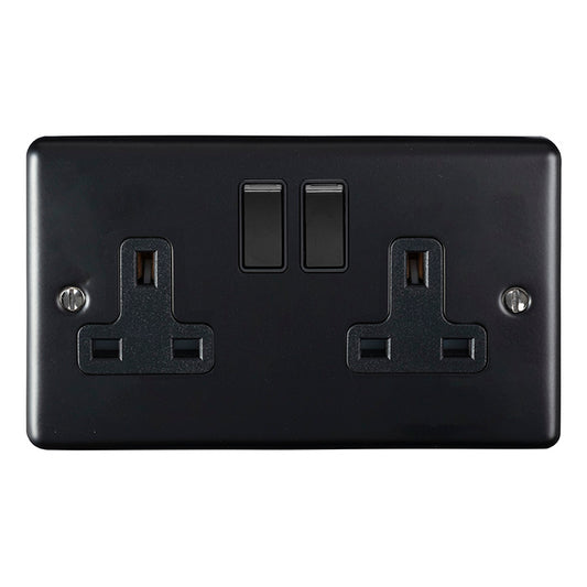 Enhance Decorative 2 Gang Socket - Matt Black