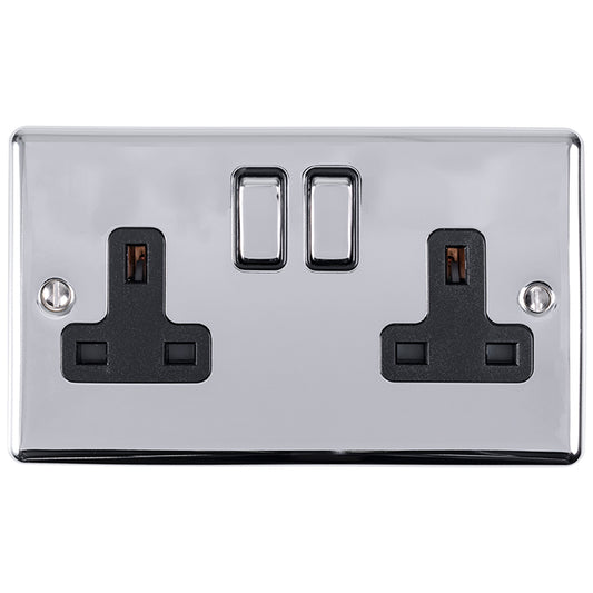 Enhance Decorative 2 Gang Socket - Polished Chrome