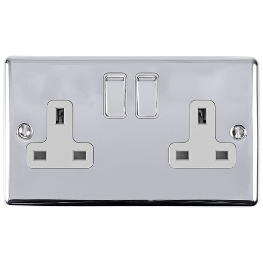 Enhance Decorative 2 Gang Socket - Polished Chrome