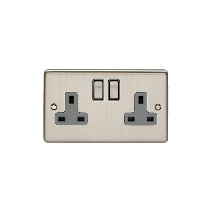 Enhance Decorative 2 Gang Socket - Satin Stainless