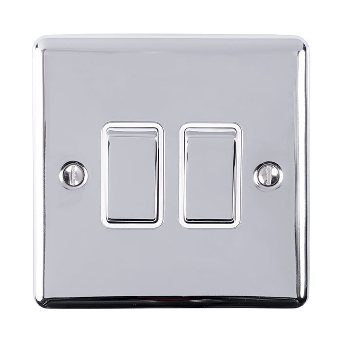 Enhance Decorative 2 Gang Switch - Polished Chrome