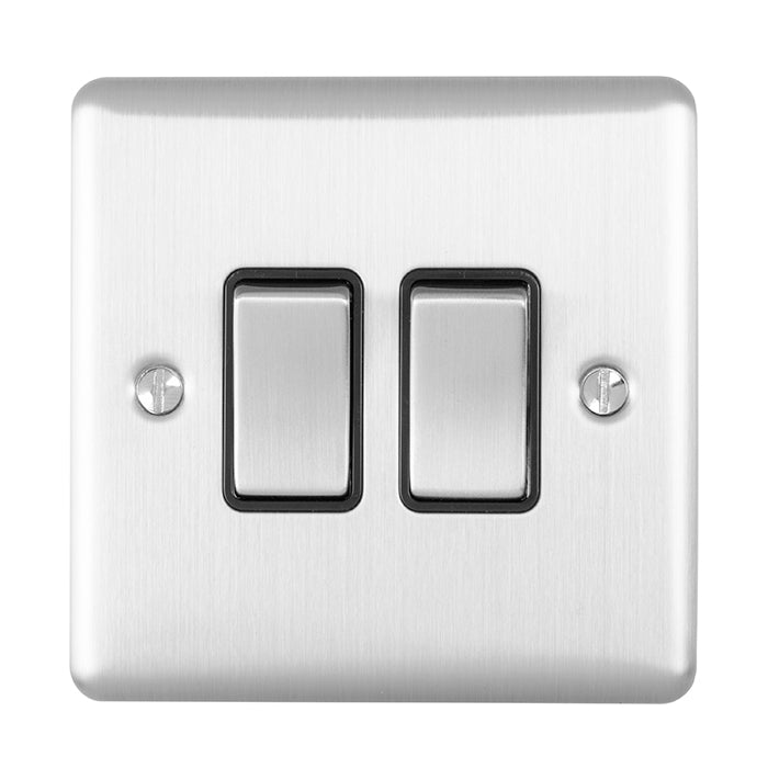 Enhance Decorative 2 Gang Switch - Satin Stainless