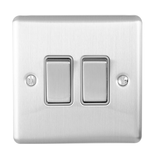 Enhance Decorative 2 Gang Switch - Satin Stainless