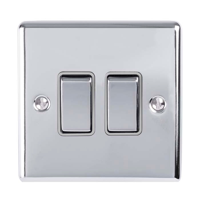 Enhance Decorative 2 Gang Switch - Polished Chrome