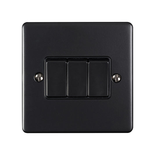 Enhance Decorative 3 Gang Switch - Matt Black