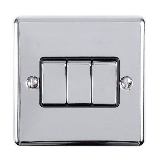 Enhance Decorative 3 Gang Switch - Polished Chrome