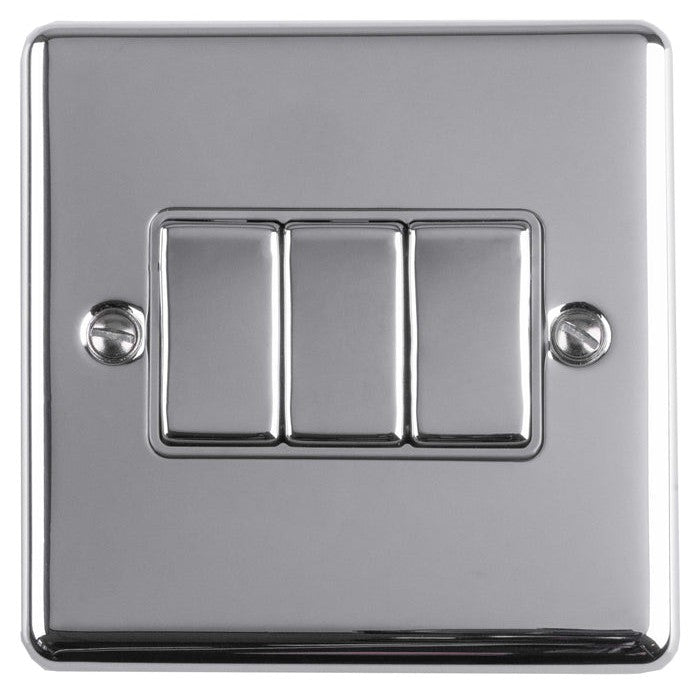 Enhance Decorative 3 Gang Switch - Polished Chrome