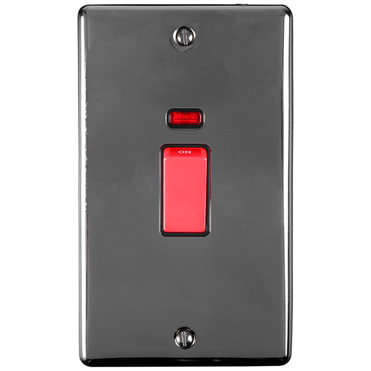 Enhance Decorative 45Amp Switch With Neon Indicator - Black Nickel