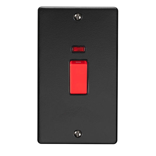 Enhance Decorative 45Amp Switch With Neon Indicator - Matt Black